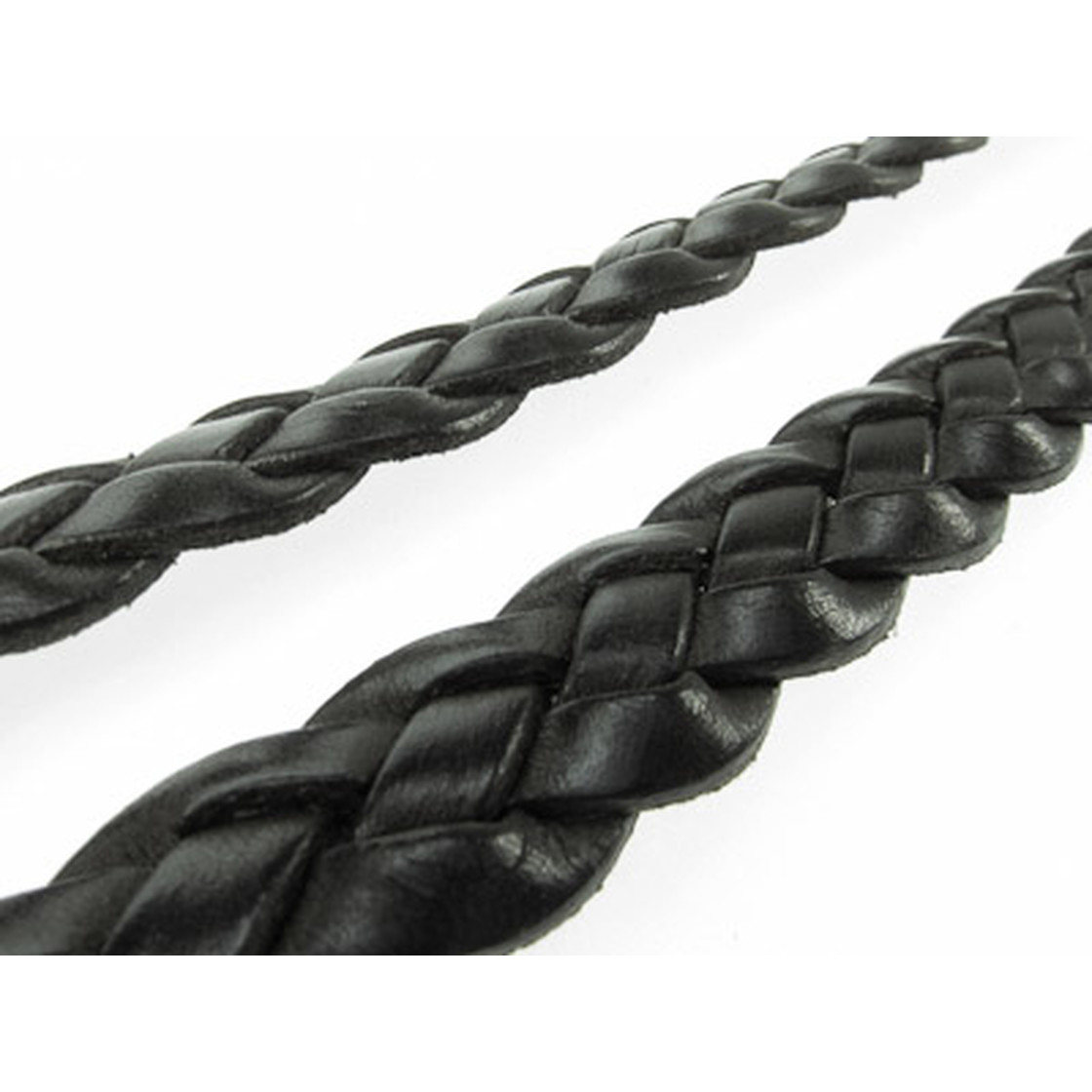 Leather flat braided 15,0x4,2mm - black, 19,50