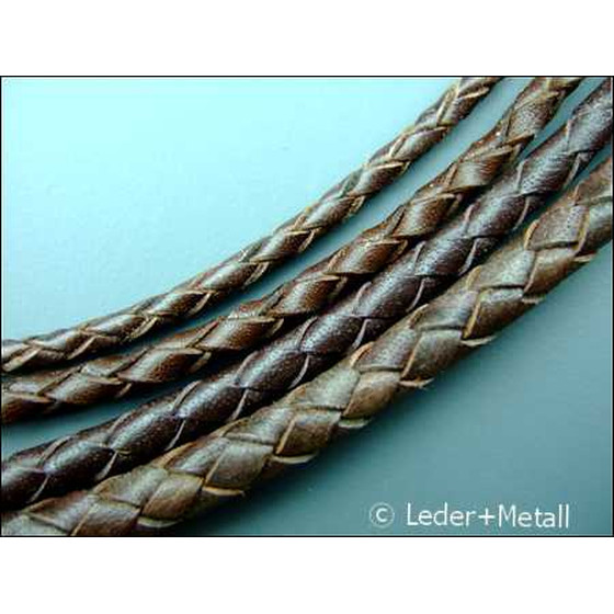 Round braided leather cord Ø4,0mm - black+green, 5,80 €