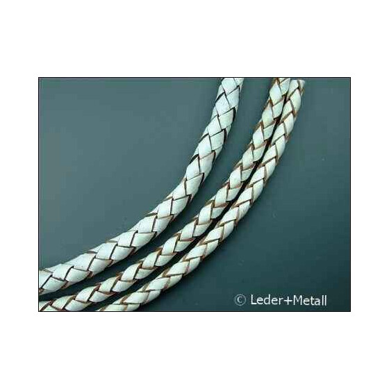 Round braided leather cord Ø4,0mm - red+grey, 5,80 €