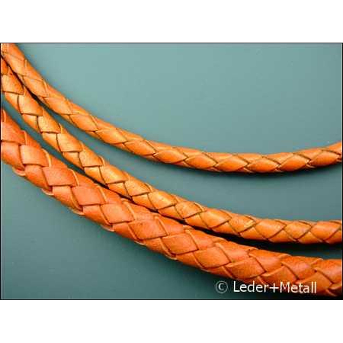 Round braided leather cord Ø4,0mm - orange, 5,80 €