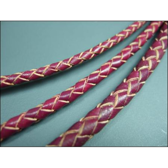 Round braided leather cord Ø6,0mm - black+red, 8,49 €