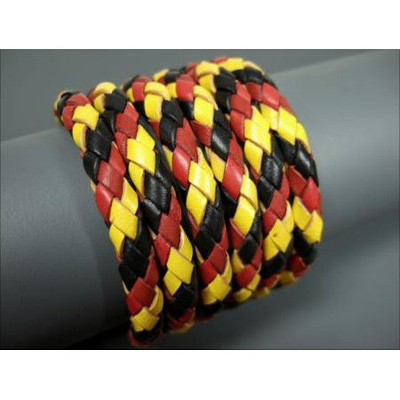 Round braided leather cord Ø4,0mm - black+orange, 5,80 €