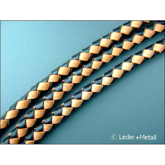 Braided Leather Cord ø 3 - 4 mm - Natural