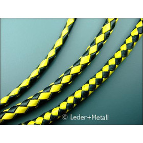 Round braided leather cord Ø2,5mm - black+orange, 4,60 €