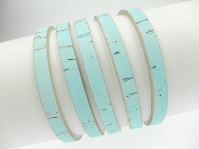 Cork Cord 5x2mm - pastel turquoise