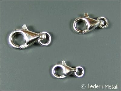 Clasp, lobster claw, silver 925, style A, length: 16mm