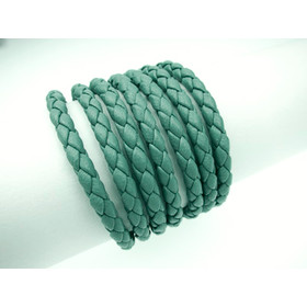 Round braided leather cord Ø4,0mm - black+green, 5,80 €