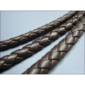 Round braided leather cord Ø4,0mm - antique red brown, 5,80 €