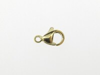 Lobster clasp, gold plated stainless steel, length: 13mm