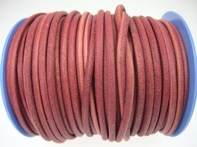 Round leather cord (unwaxed), high quality Ø3.0mm - berry
