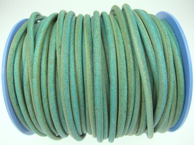 Round leather cord (unwaxed), high quality Ø3.0mm - turquoise