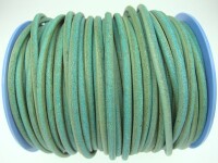 Round leather cord (unwaxed), high quality Ø3.0mm - turquoise