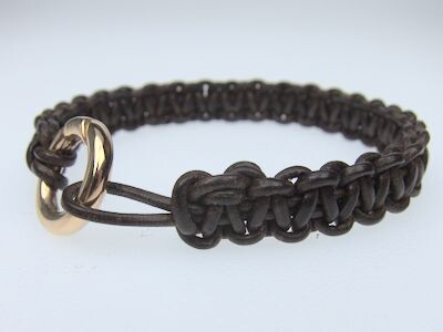 Bracelet made of kangaroo leather in dark brown with snap ring