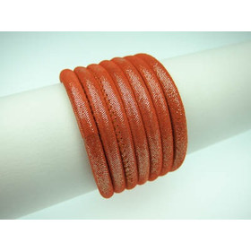 Round braided leather cord Ø4,0mm - black+orange, 5,80 €