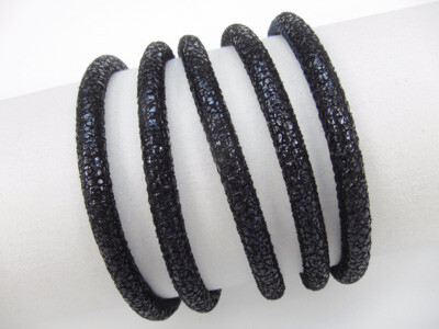Leather "Crackle" round stitched 3.0mm - night blue (matte metallic)