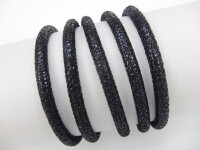 Leather "Crackle" round stitched 3.0mm - night blue (matte metallic)