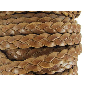 Flat Braided Leather Light Brown