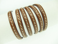 Leather lace with stitching 5,0 x 2,0mm - light brown