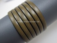 Flat leather lace Ø5,0 x 2,0mm - olive (black edge)