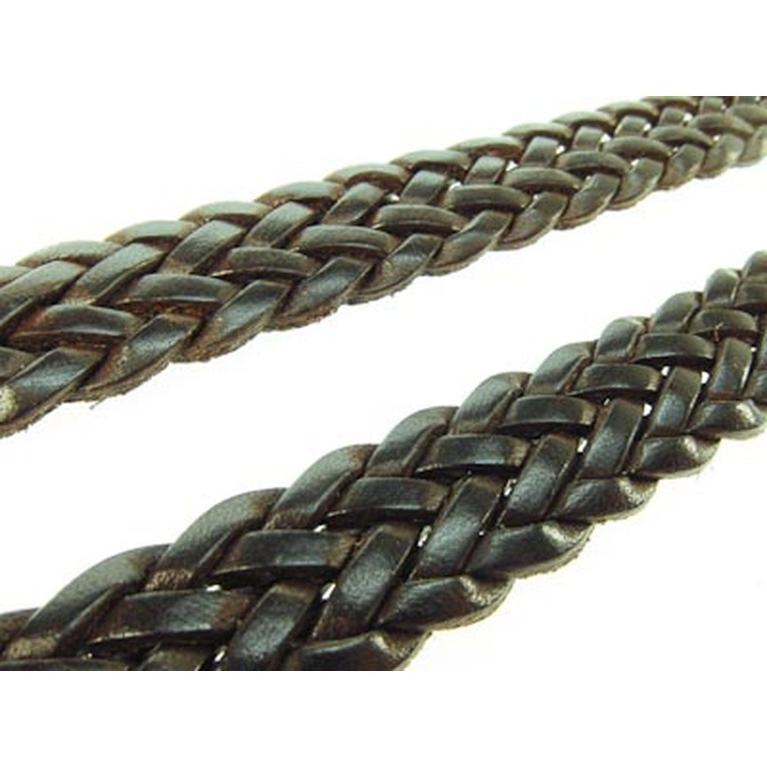 Leather flat braided 15,0x3,8mm - dark brown, HK$ 211.70